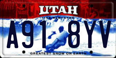 UT license plate A918YV