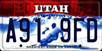 UT license plate A919FD