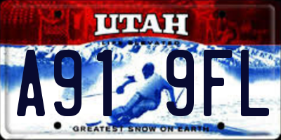UT license plate A919FL