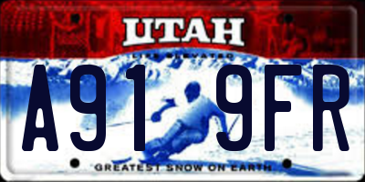 UT license plate A919FR