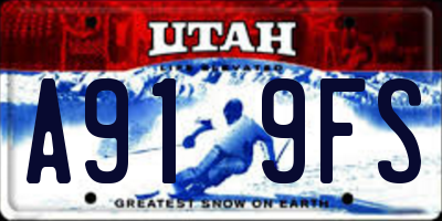 UT license plate A919FS