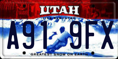 UT license plate A919FX