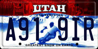 UT license plate A919IR
