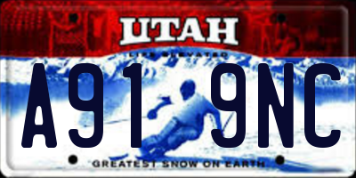 UT license plate A919NC