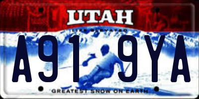 UT license plate A919YA
