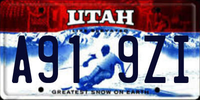 UT license plate A919ZI