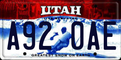 UT license plate A920AE