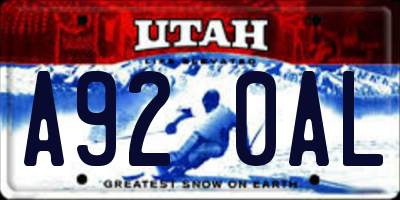 UT license plate A920AL