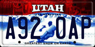 UT license plate A920AP