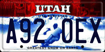 UT license plate A920EX