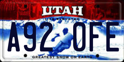 UT license plate A920FE