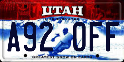 UT license plate A920FF