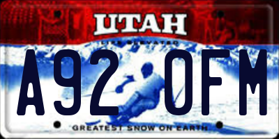 UT license plate A920FM