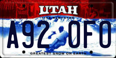 UT license plate A920FO