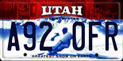 UT license plate A920FR