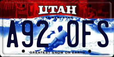 UT license plate A920FS