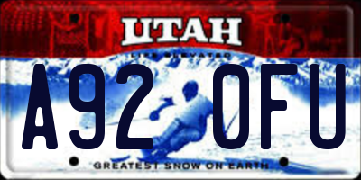 UT license plate A920FU