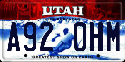 UT license plate A920HM