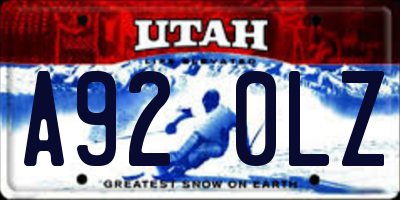 UT license plate A920LZ
