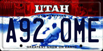 UT license plate A920ME