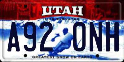 UT license plate A920NH