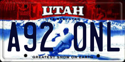 UT license plate A920NL