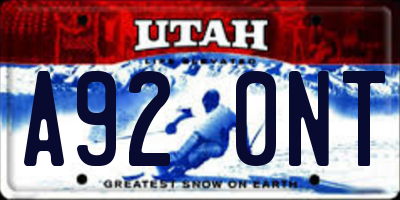 UT license plate A920NT