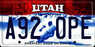 UT license plate A920PE