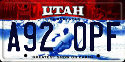 UT license plate A920PF