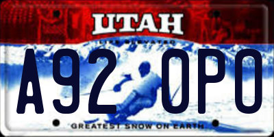 UT license plate A920PO