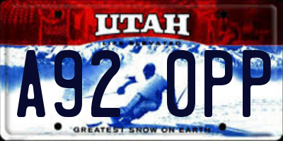 UT license plate A920PP