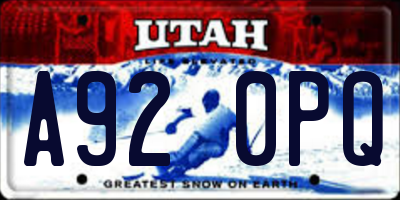 UT license plate A920PQ