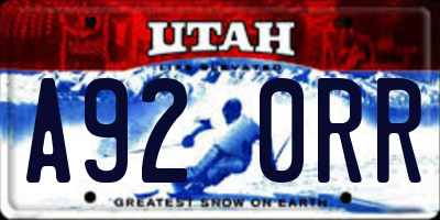 UT license plate A920RR