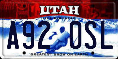 UT license plate A920SL