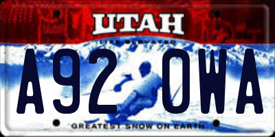 UT license plate A920WA