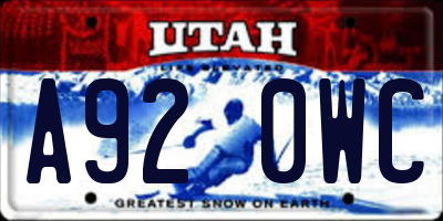 UT license plate A920WC