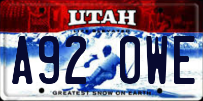 UT license plate A920WE