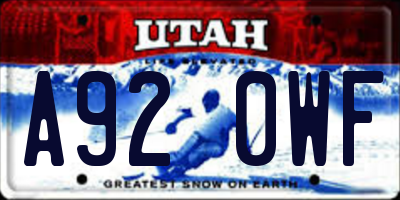 UT license plate A920WF