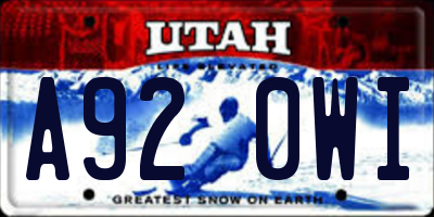 UT license plate A920WI