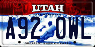 UT license plate A920WL