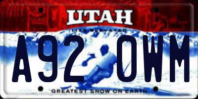UT license plate A920WM