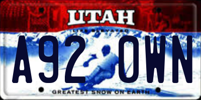 UT license plate A920WN