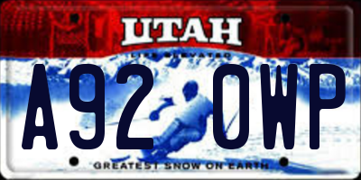 UT license plate A920WP