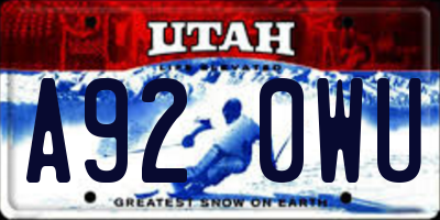 UT license plate A920WU