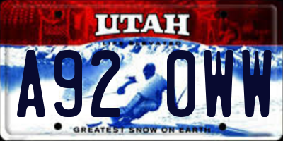 UT license plate A920WW