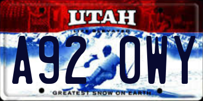 UT license plate A920WY