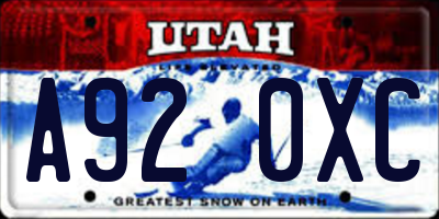 UT license plate A920XC