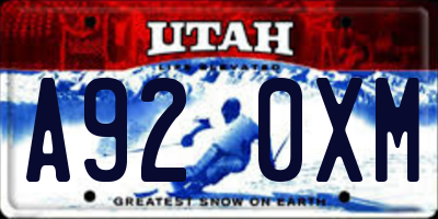 UT license plate A920XM