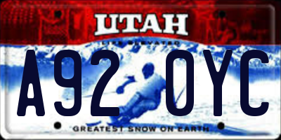 UT license plate A920YC