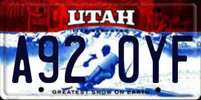 UT license plate A920YF